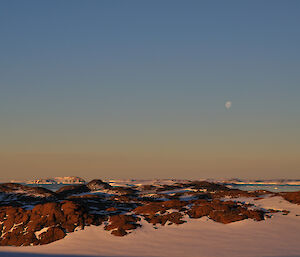 Full moonrise over the landscape looking back towards Casey