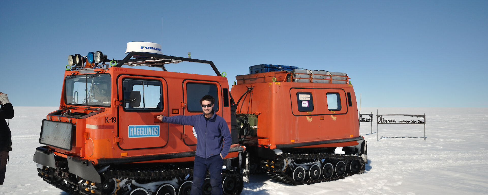 Shane standing beside the Hagg vehicle