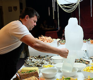 Eddie putting the final touches on the seafood selection