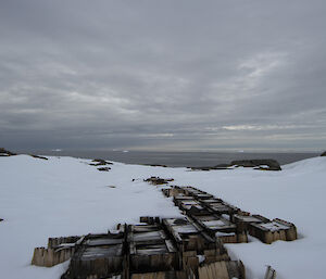 Crates in the snow at Wilkes