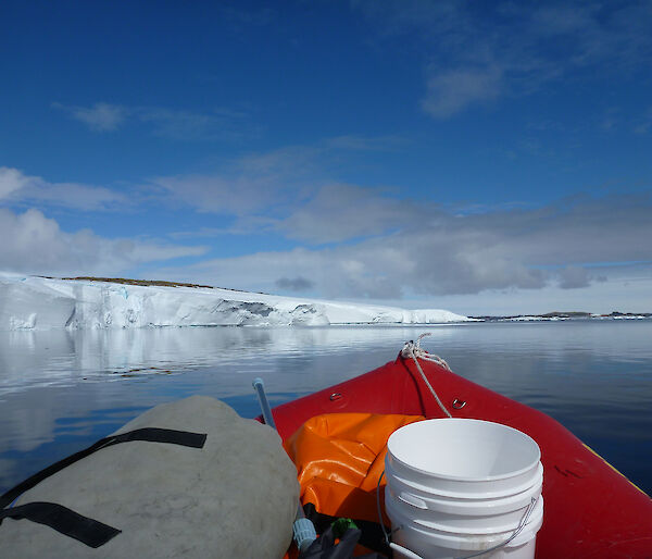 View from an inflatable boat on the way to Beall Island