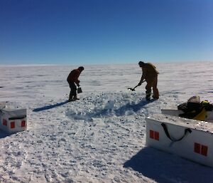 Once work was complete the snow pit was re-filled to prevent abnormal accumulation