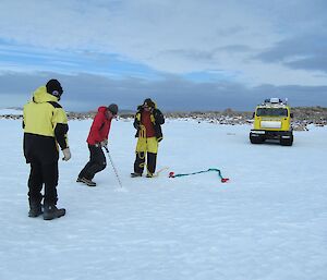 Learning to set up the Hägglunds winch to self-rescue when bogged in mushy ice