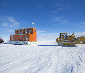 The Wilkins operations building in the process of being relocated