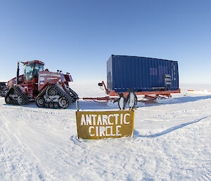 Quadtrack and sled at the Antarctic circle