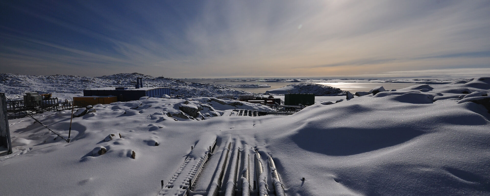 The first fresh snowfall of the 2014 winter at Casey Station.