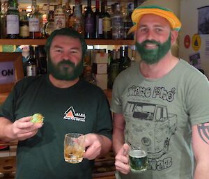Rob Bennett and Nick Johnston dressed up for St Patricks Day at Casey