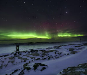 Aurora viewed from Wilkes Hilton, near Casey Station, Antarctica