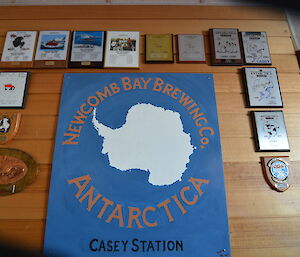 A display of plaques from the LARC crews that operated at Casey Station, Antarctica