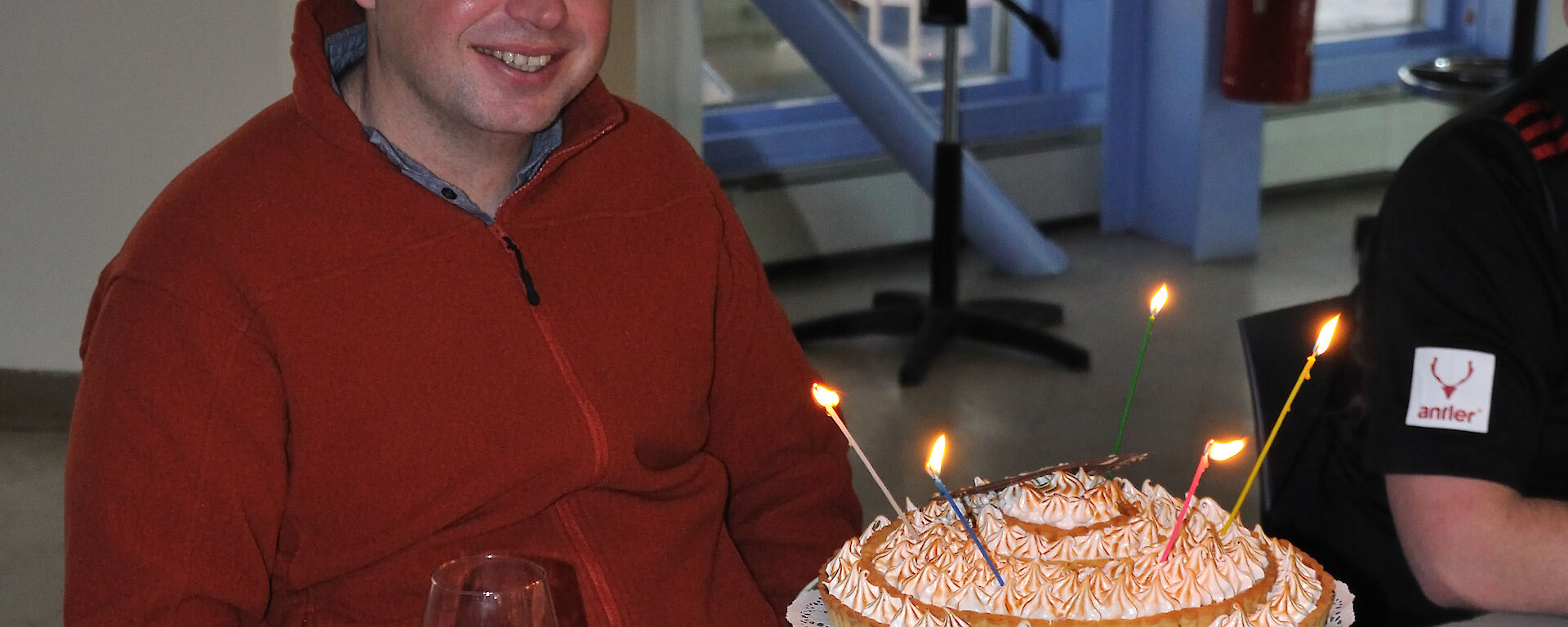 A expeditioner at Casey station celebrates his birthday