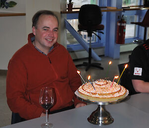 A expeditioner at Casey station celebrates his birthday