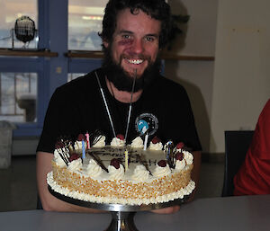 A expeditioner at Casey station celebrates his birthday