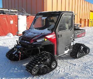 Polaris ranger in front of the Casey workshop