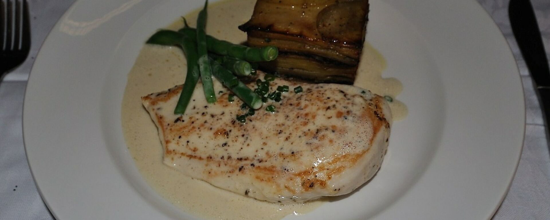 Chicken breast with truffle oil sauce