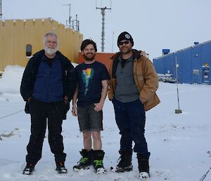 Winter Met crew, in front of the operations building at Casey station, Antarctica