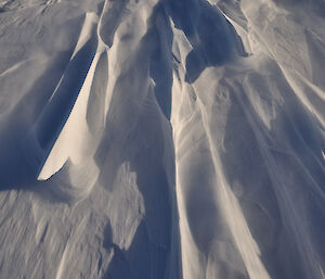 Snow sculpted by the wind in Antarctica