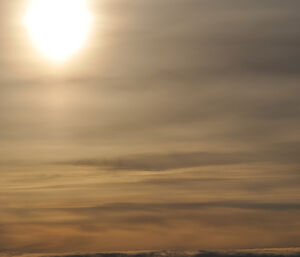 Scenery in front of Casey showing the half light that resulted from the partial total eclipse on the 29 april 2014