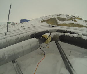 The pipe welder in action welding a pipe at Casey