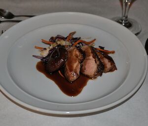 Pan-fried duck with fig sauce