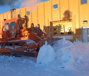 Moving snow at Casey in the D11 bulldozer