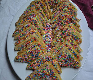 Bread with hundreds and thousands sprinkled on the top