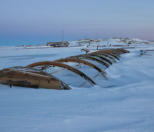 Some of the Wilkes station buildings buried in ice