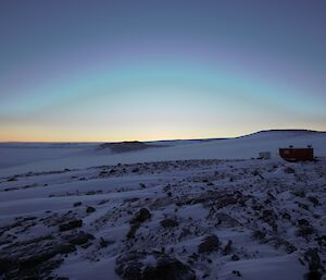 A view over Robbos hut, near Casey station, Antarctica