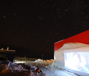 A view of the outdoor movie screen at Casey — winter 2014