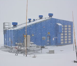 The Balloon Shed at Casey taken in a snow storm — Winter 2014