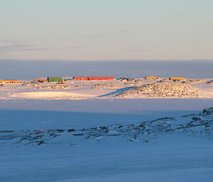 Lovely view of Casey from over the frozen Newcombe bay