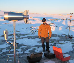Expeditioner at the air sampling site