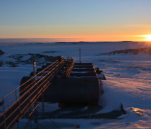 Sunrise during refuelling at Casey