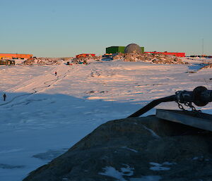 The hose laid out ready for refuelling at Casey — being inspected by wintering team