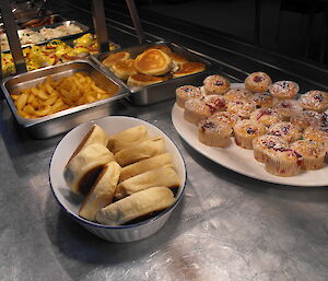 Cooked breakfast treats in the kitchen at Casey station, Antarctica