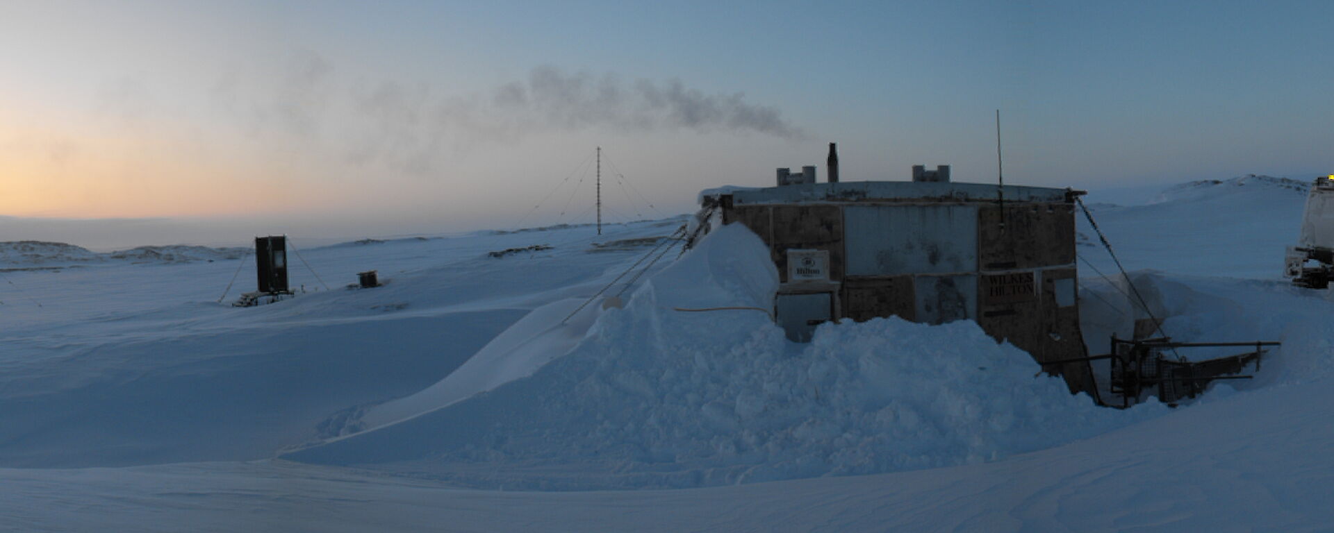 Recreation hut and Hägglunds at the old Wilkes station, near Casey station