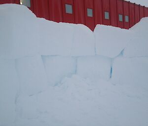 Giant bricks of an attempted igloo, that is far from complete.
