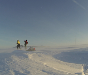 Steve Hankins and Cary Collis walking to Wilkes from Casey August 2014