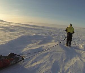 Steve Hankins and sled walking to Wilkes from Casey August 2014