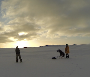 Carry Collis playing golf on the sea ice at Casey August 2014