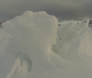 Dan Lablans golf ball landed in a deep pile of snow on the sea ice at Casey August 2014