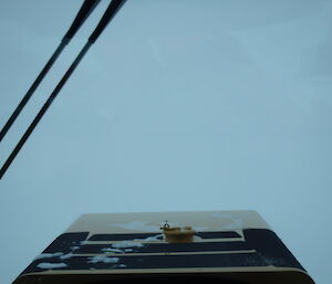 A view of zero visibility out of the cab of the Challenger vehicle due to poor surface definition