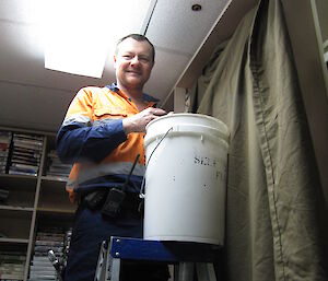 Pete Hargreaves draining the pipework in order to replace the sprinklers Casey winter 2014