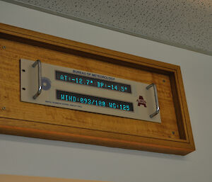 The Bureau of Meteorology readout in the Casey Dining Room