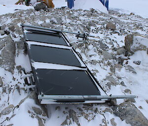 Birthday sign broken off during the big storm and Casey September 2014