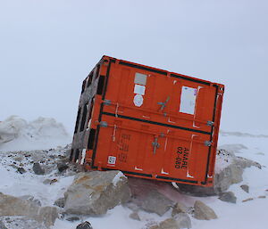 Container overturned in the wind at Casey September 2014