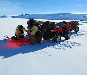 Drilling the sea ice in O'Brien Bay