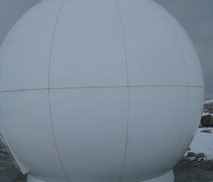The BoM satellite dome at Casey showing a crack that was a result of flying debris