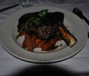 Large juicy steaks for dinner, with a side of Kumara chips