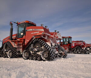 Quadtracs parked at the skiway for the evening