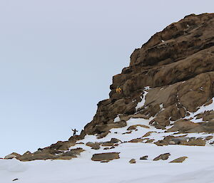 Steve Hankins and Daniel Laban on rocks on the Browning Peninsula